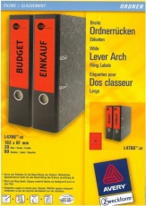 Ordner-Etiketten fr breite Ordner, kurz, rot, 192x61mm