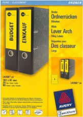 Ordner-Etiketten fr breite Ordner, kurz, gelb, 192x61mm