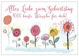 Geburtstagskarte schöne, bunte Blumen